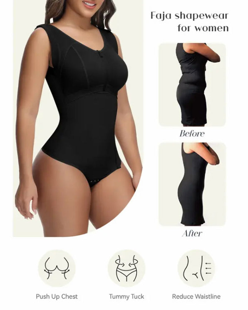 Fajas Colombianas Zipper Sleeveless Breast Wrapped Steel Bone Waist Trainer Shapewear