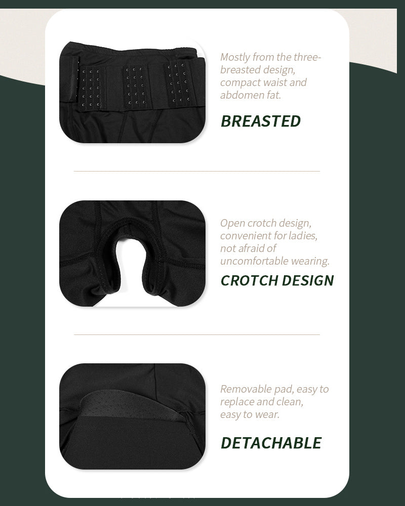 High Waist 9-row Adjustable Buckle Belt Shapewear Shorts With Sponge Pads - By Qivii