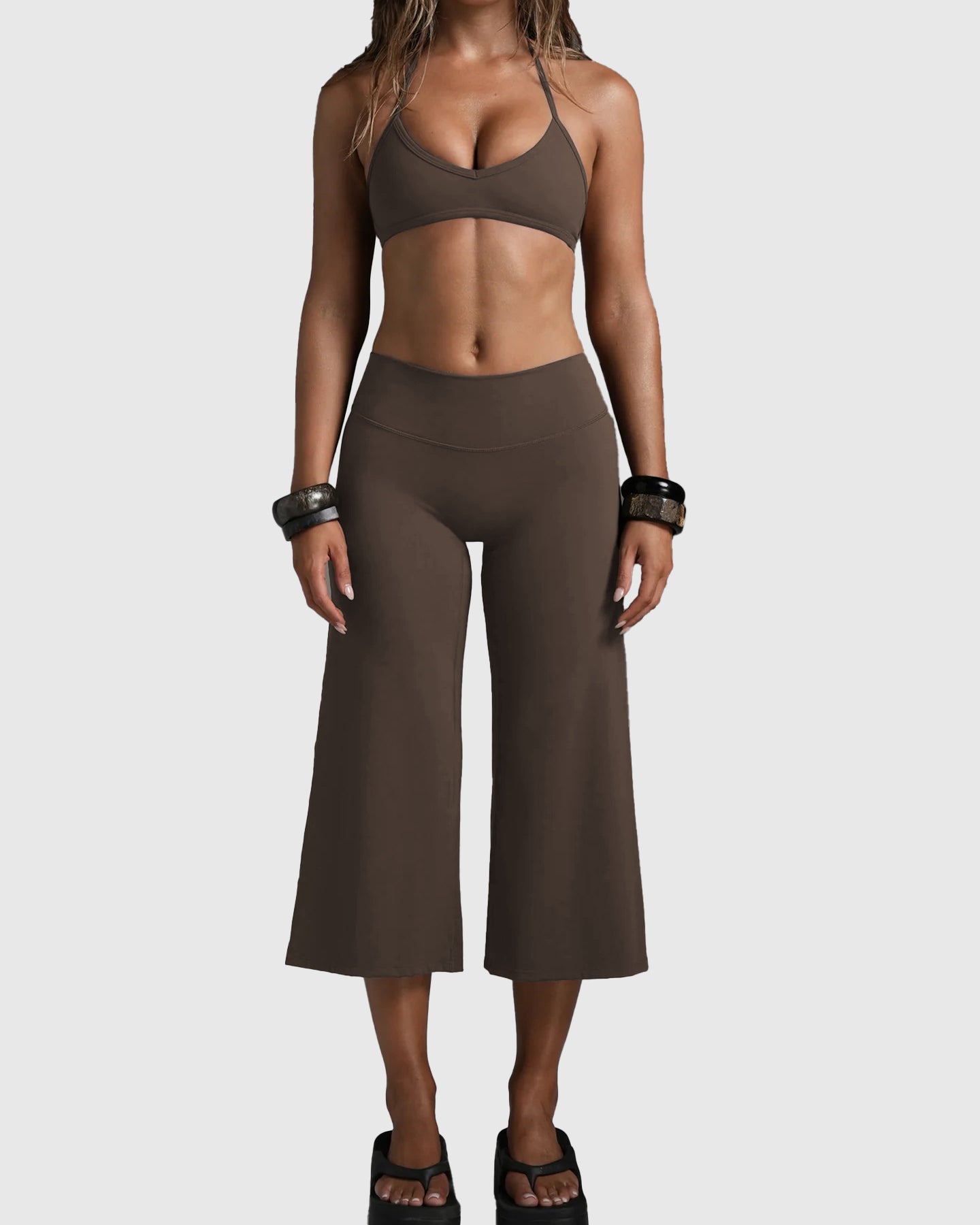 Cpari Wide-Leg Pants Yoga Sportswear Set - By Qivii