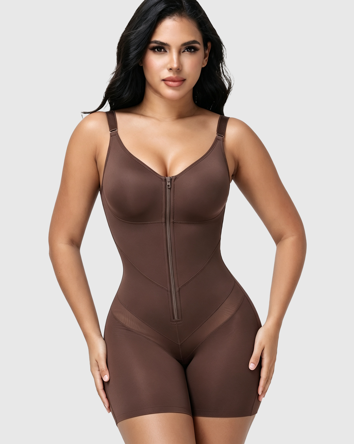 Full-Body Compression Faja Shaper with Mesh Thigh Panels