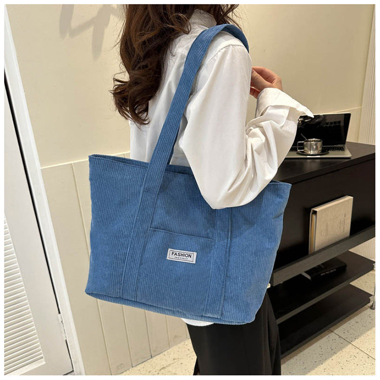 Women's Corduroy Tote Bag | Stylish & Minimalist Large-Capacity Shoulder Bag for Commuting