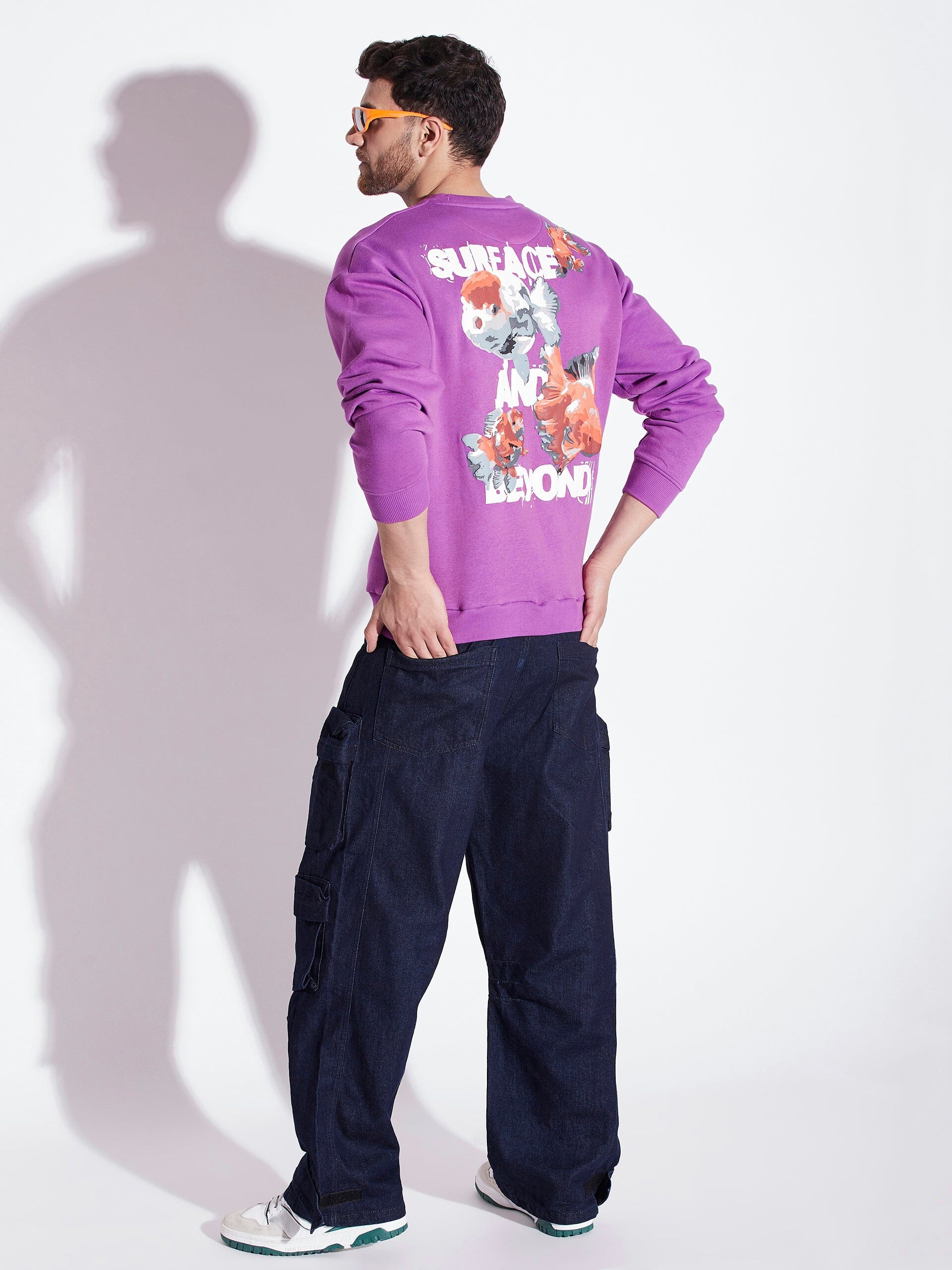 Purple Gold Fish Oversized Sweatshirt