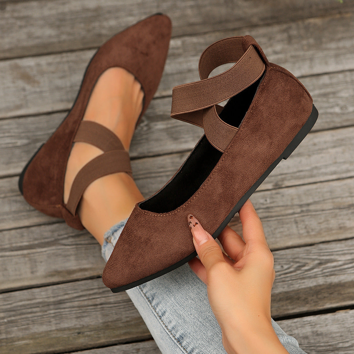 Women’s FlexiWalk Cross-Strap Slip-On Loafers – Round-Toe Low-Top Flats (US 5–10.5)