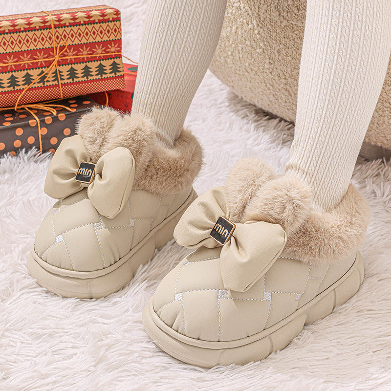 Women's Mabel Quilted Bow Winter Mules - Fuzzy-Lined Waterproof Slip-On Shoes (US 3.5-8.5)