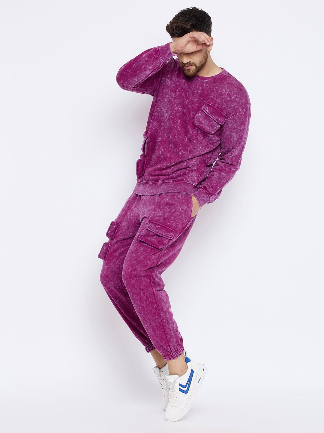 Magenta Washed Oversized Sweatshirt