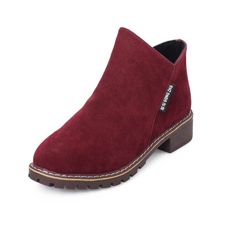 Women's Suede Chelsea Ankle Boots - Side Zip Low Heel Martin Boots (US 4-10)