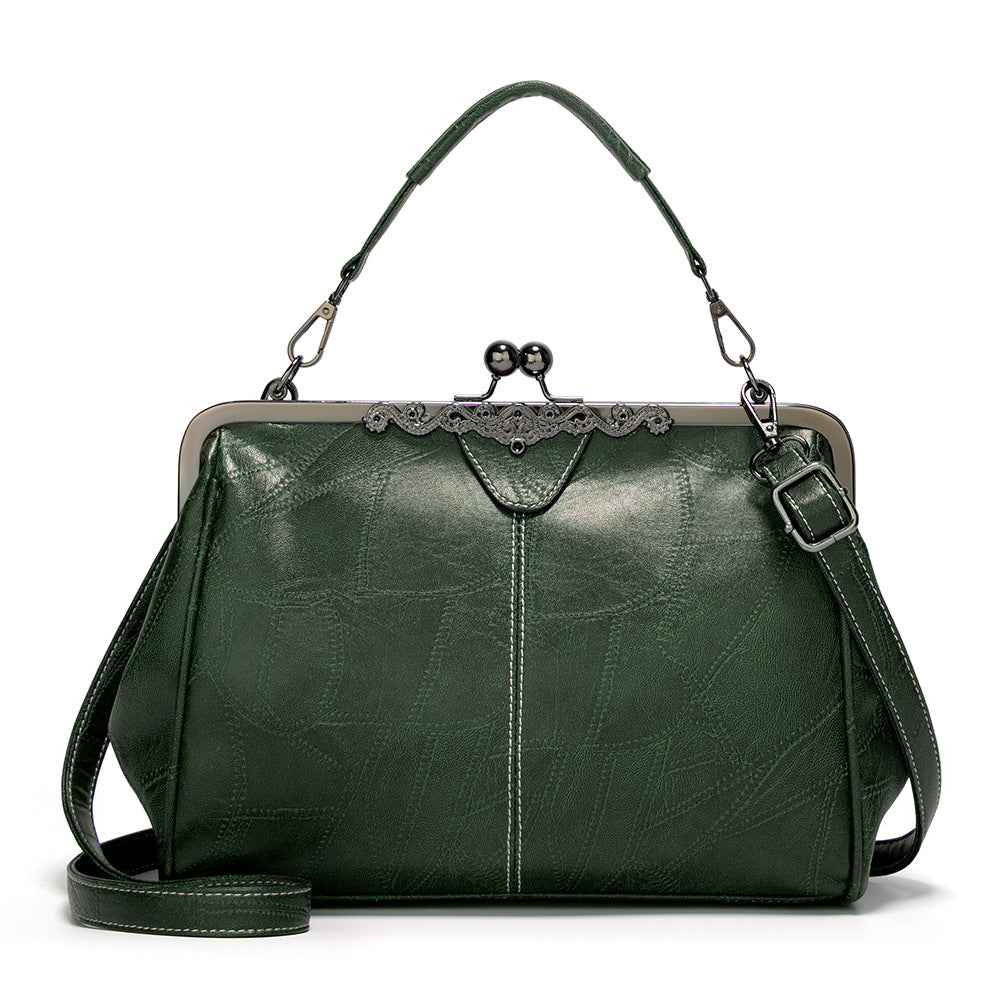 Women's British Vintage Oversized Bag – Multi-Way Shoulder/Tote Bag with Clip Closure