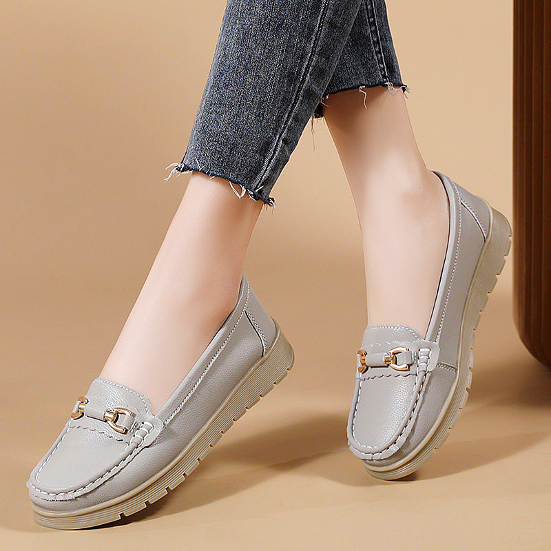 Women's CloudStep Split Leather Driving Moccasins - Slip-On Cushioned Flats for Commuting & Leisure
