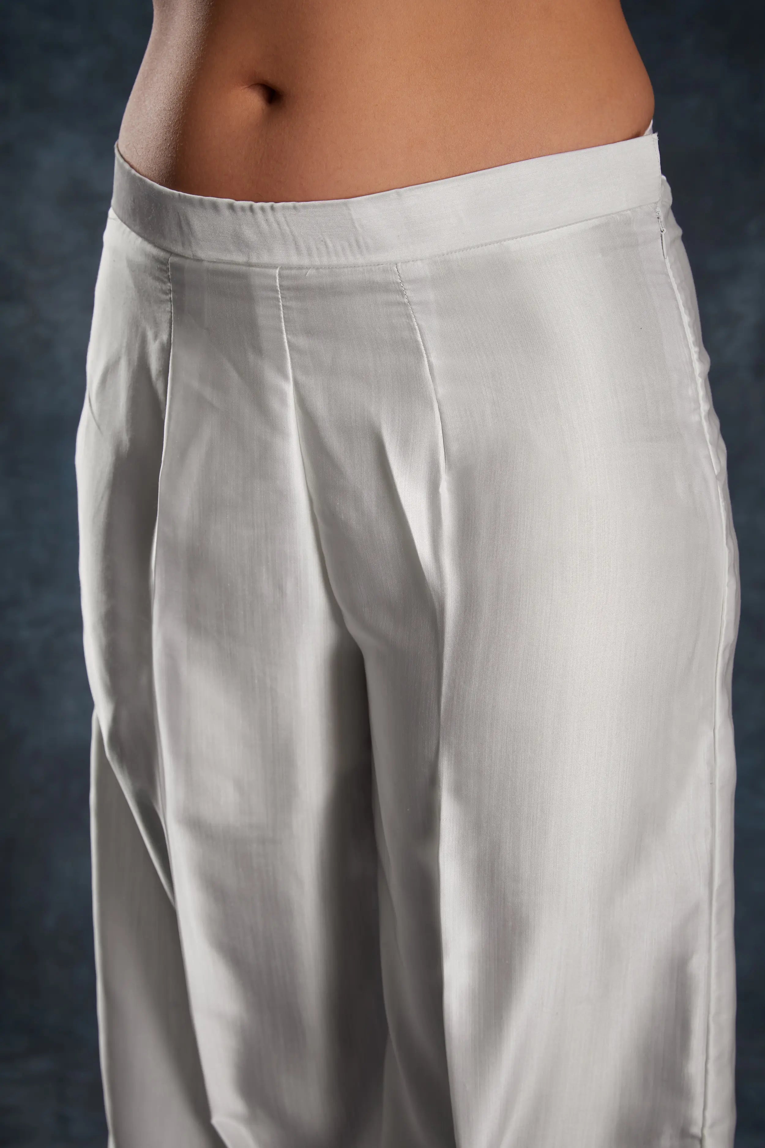 White Printed Satin Co-ord Set - qivii