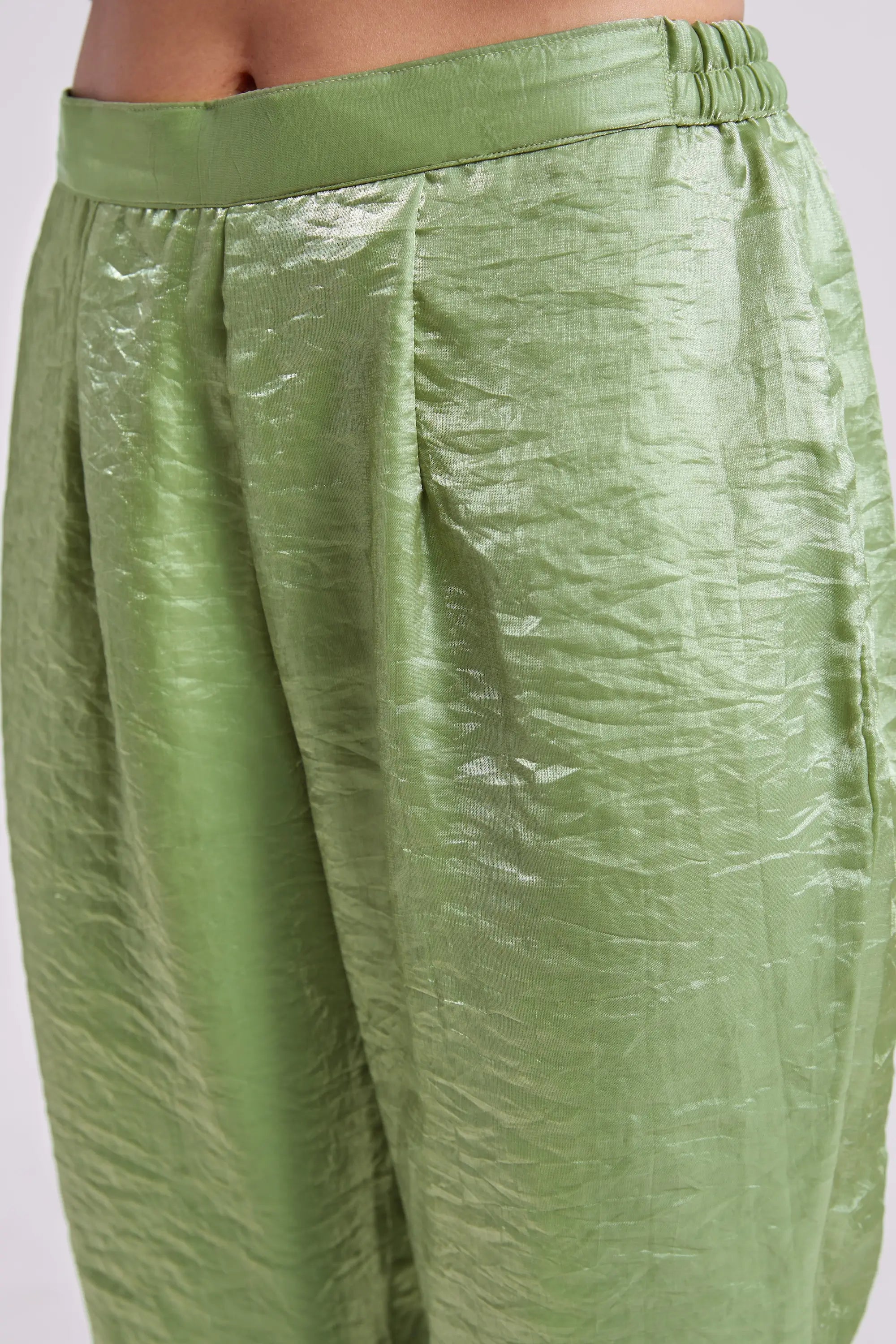 Pista Green Pure Organza Salwar Suit With Handwork - qivii