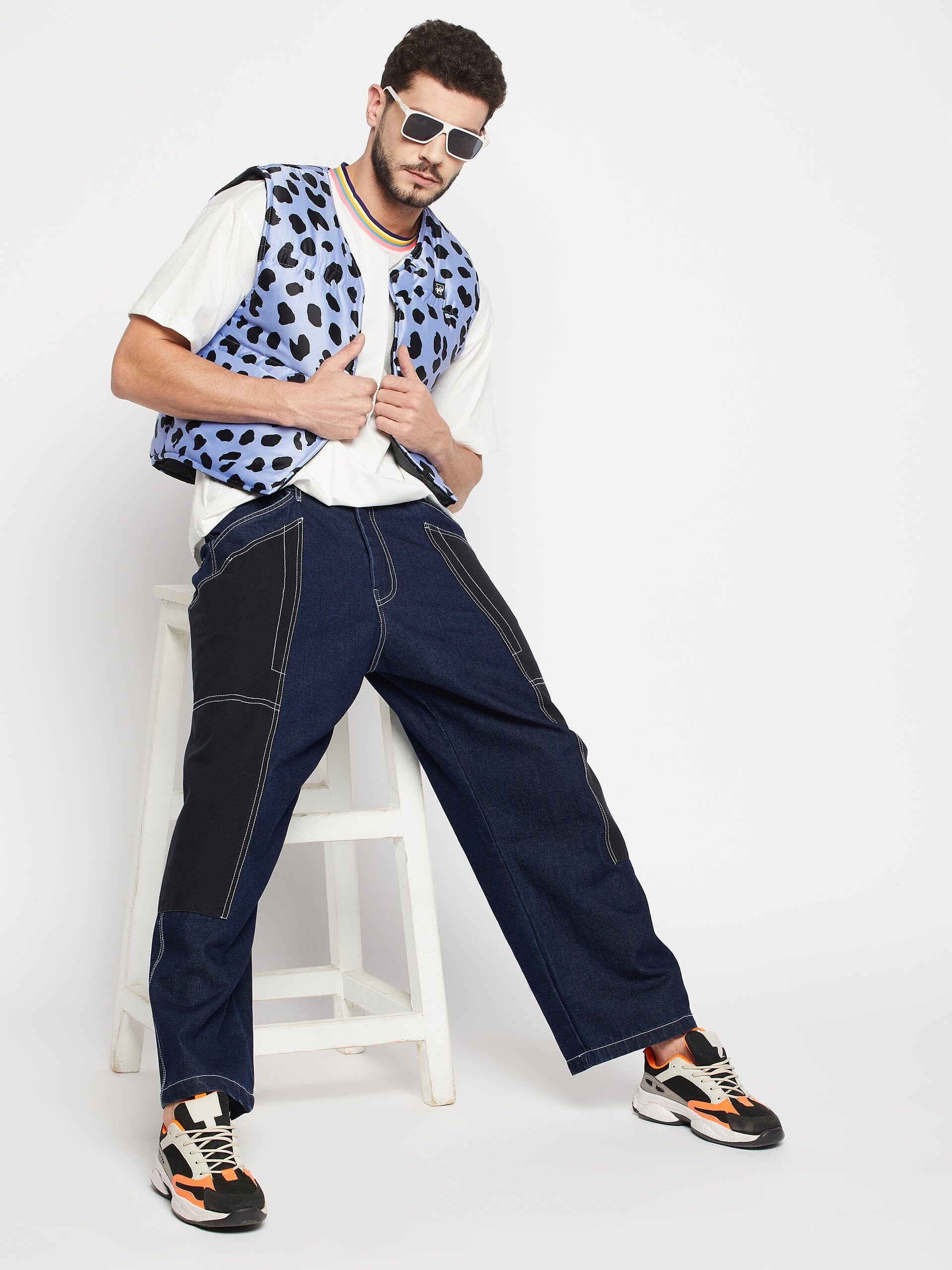 Blue Leopard Quilted Gillet