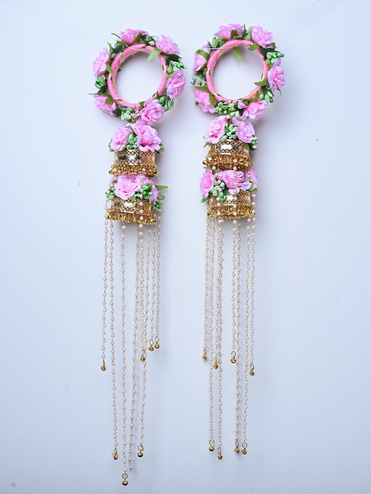 Swara Baby Pink Floral With Pearl Hanging Kalire - qivii