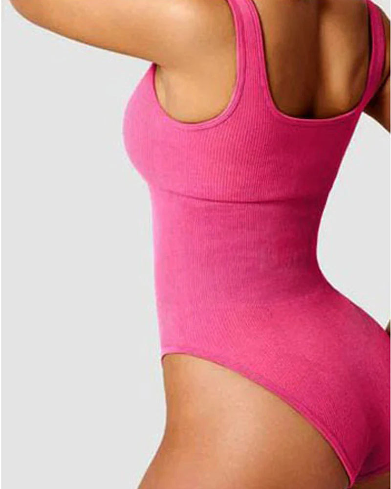 Women's Shapewear Bodysuits Sexy Ribbed Sleeveless Square Neck Tank Tops - By Qivii