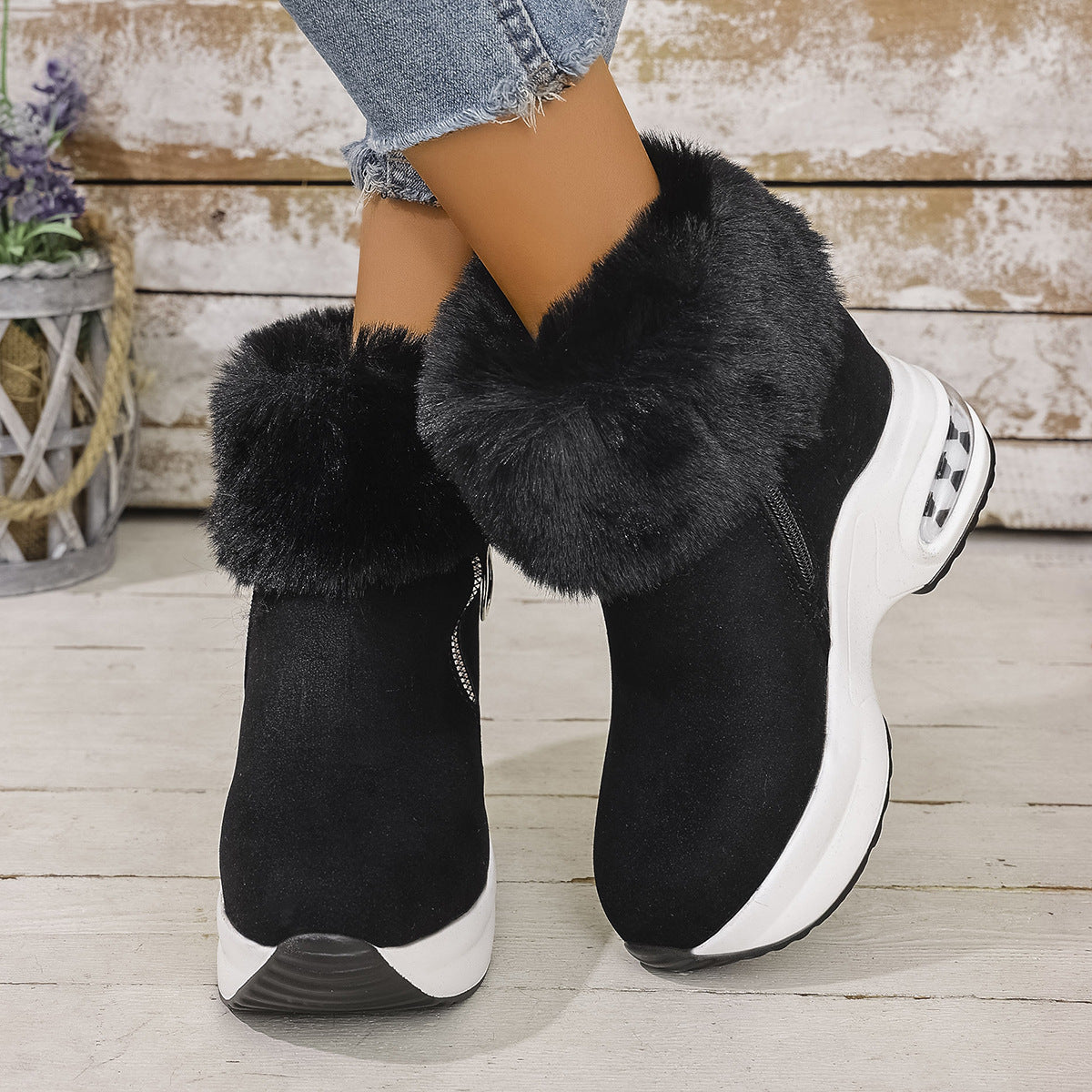Women's Cozy-Chic Snow Boots - Plush Lined Faux Suede Platform Ankle Boots (US 4-10.5)