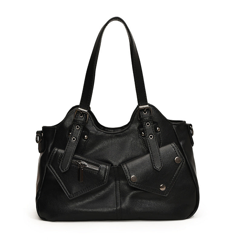 Women's Road Rebel Tote - Retro Moto-Inspired Convertible Carryall with Industrial Hardware