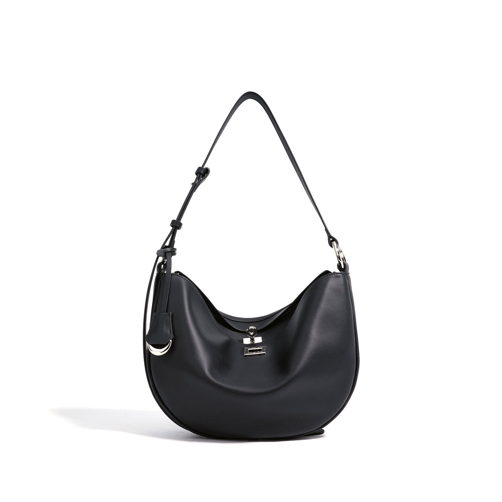 Women's Hush Rider Bucket — Genuine Leather Saddle Bag with Signature Lock Fastening & Convertible Shoulder Strap