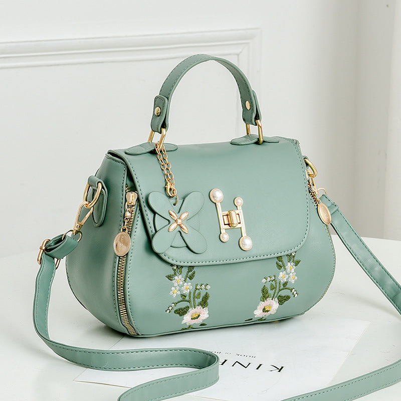 Women's Elegant Embroidered Flap Bucket Bag – Stylish Convertible Crossbody Shoulder Bag