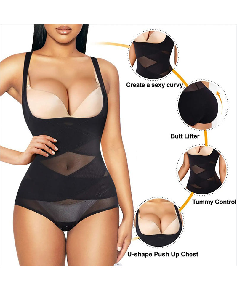 Mesh Seamless Waist Slimmer Corset Butt Shaping Shapewear Bodysuit - By Qivii