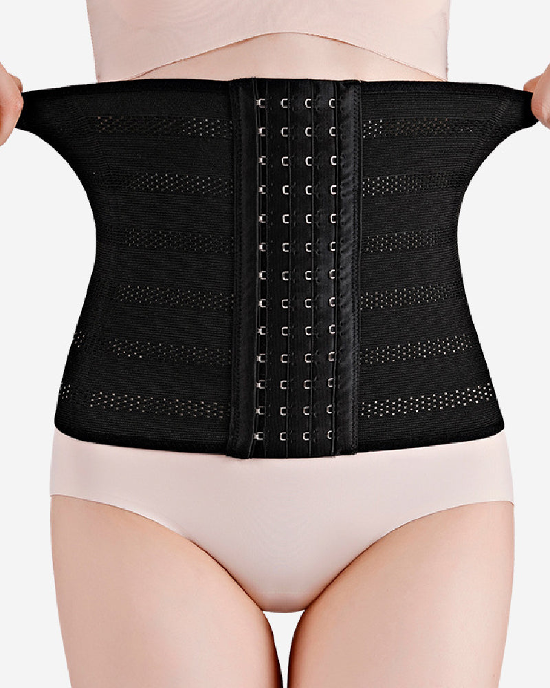Women's Breathable Adjustable Hooks Waist Trainer Postpartum Tummy Slim Belt - By Qivii