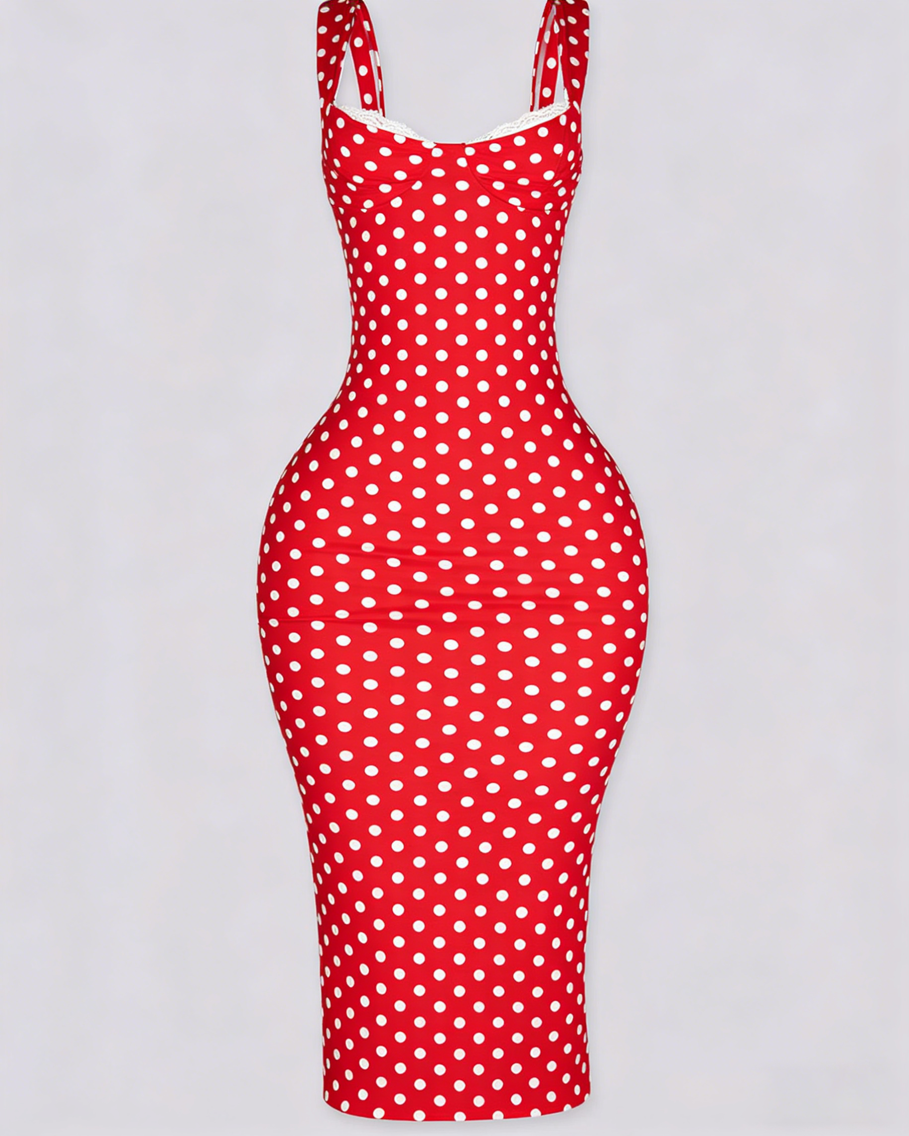 Sexy Women's Slim-Fit Stretchy Classic Polka Dot Maxi Dress - By Qivii