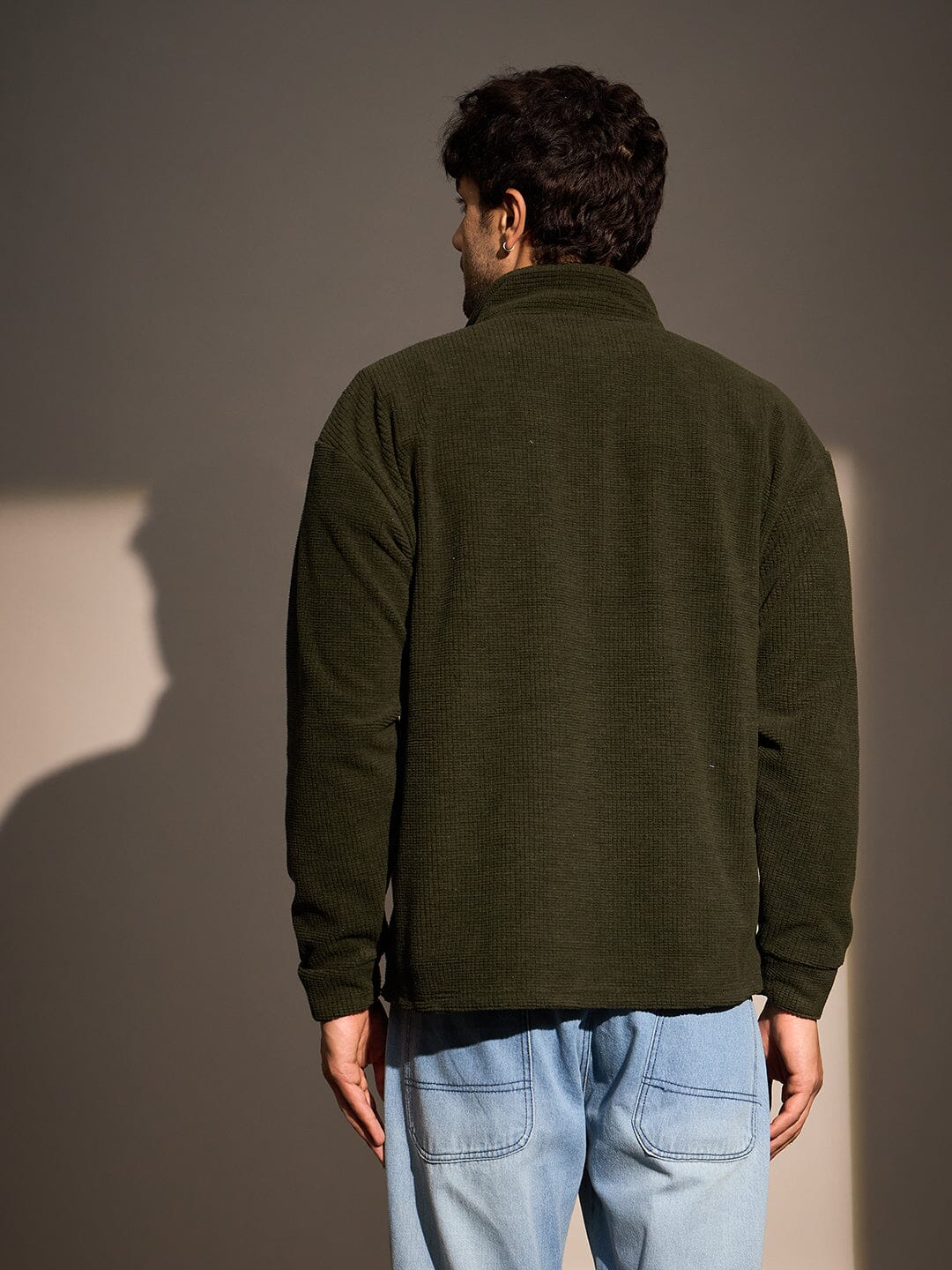 Dark Green Box Fleece Harrington Jacket
