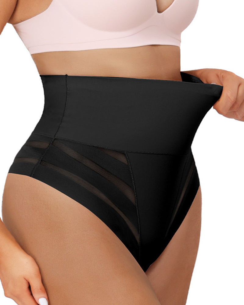 Women's Sexy Mid Waist Unique Lace Thong Body Shaper Seamless Girdle Panties - By Qivii