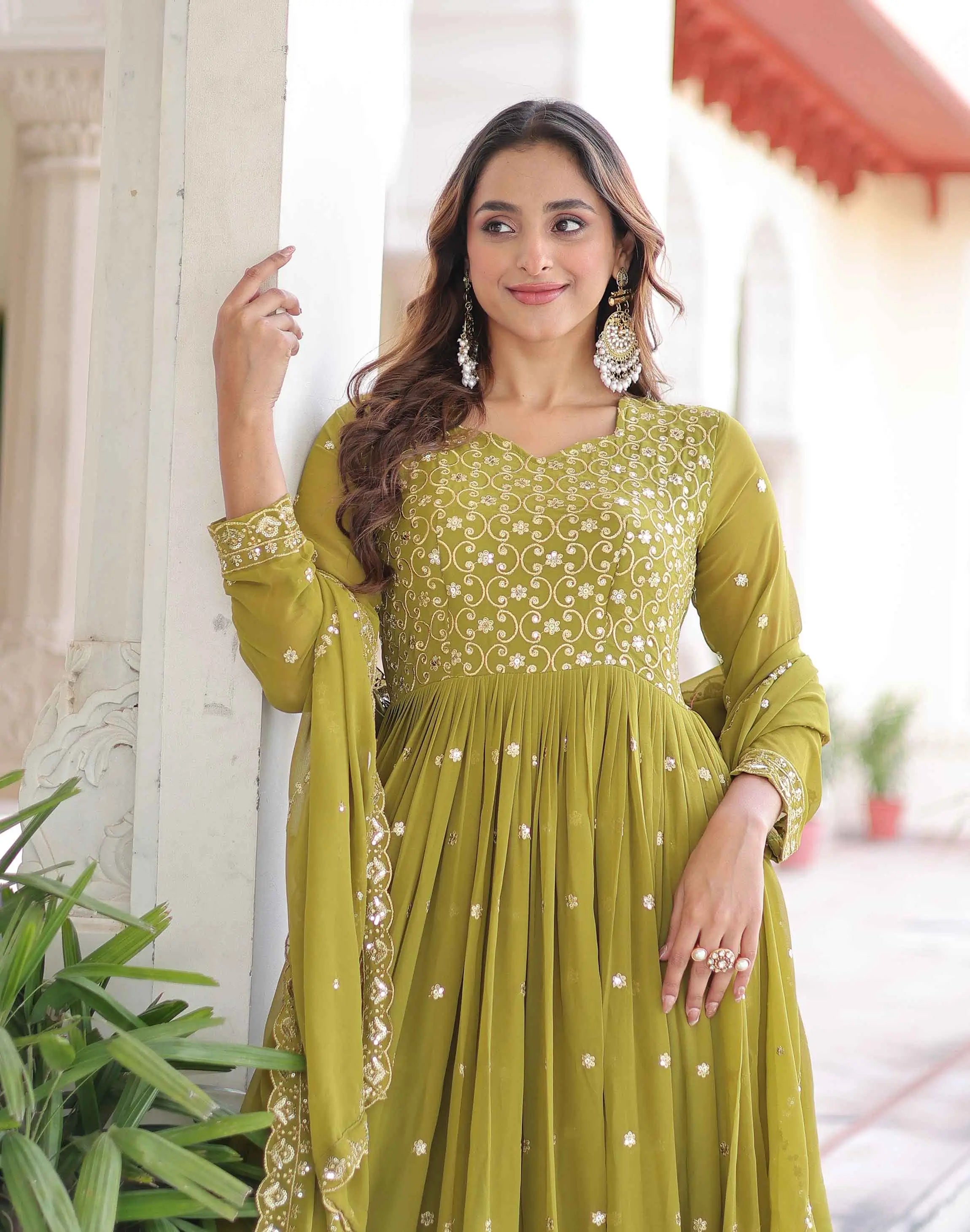 Luxor Gold Sequins Embroidery Work Gown