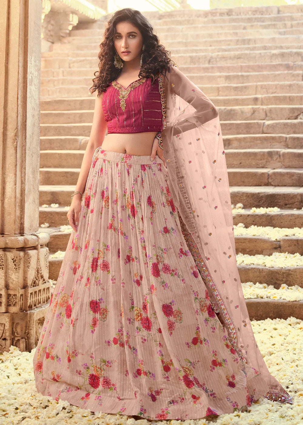 Viscose Georgette Sequin Slub work Ready to Wear Lehenga Choli - qivii