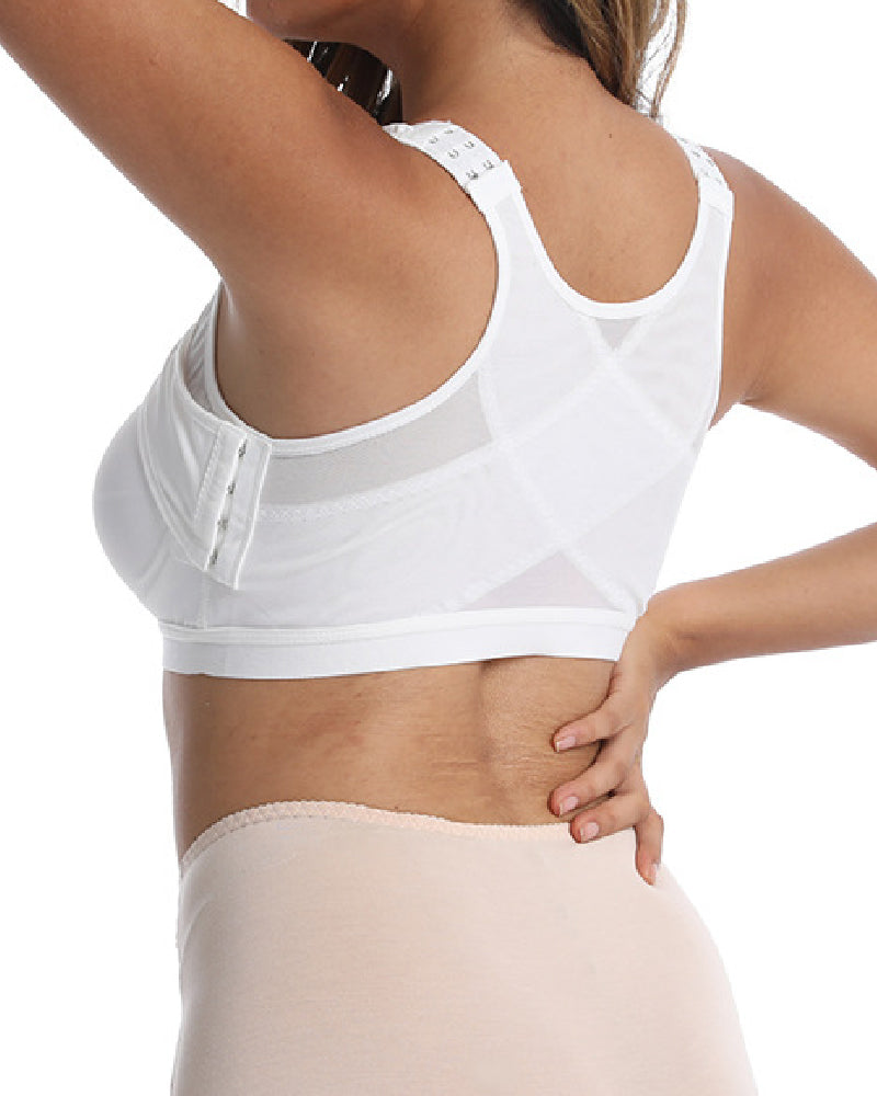 Front Closure Post Surgery Compression Shapewear Bra With Breast Support Belt - By Qivii