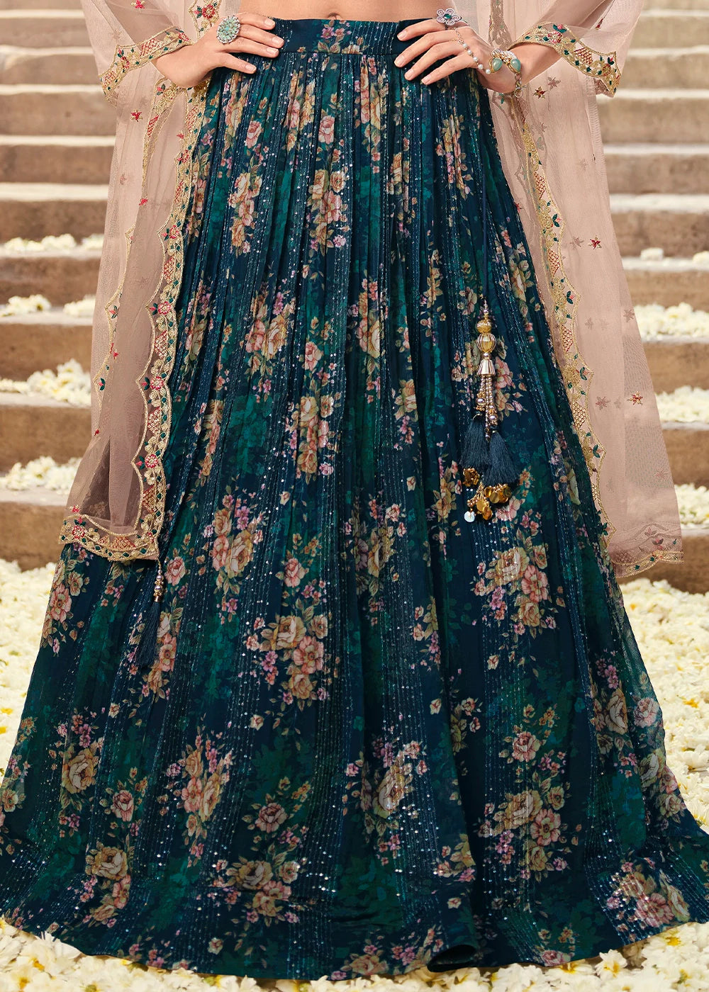 Viscose Georgette Sequin Slub work Ready to Wear Lehenga Choli - qivii