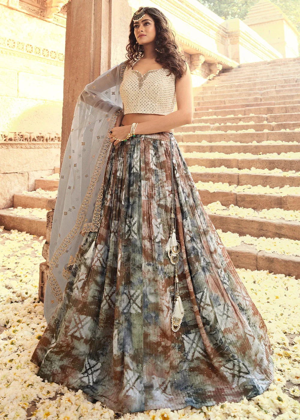 Viscose Georgette Sequin Slub work Ready to Wear Lehenga Choli - qivii