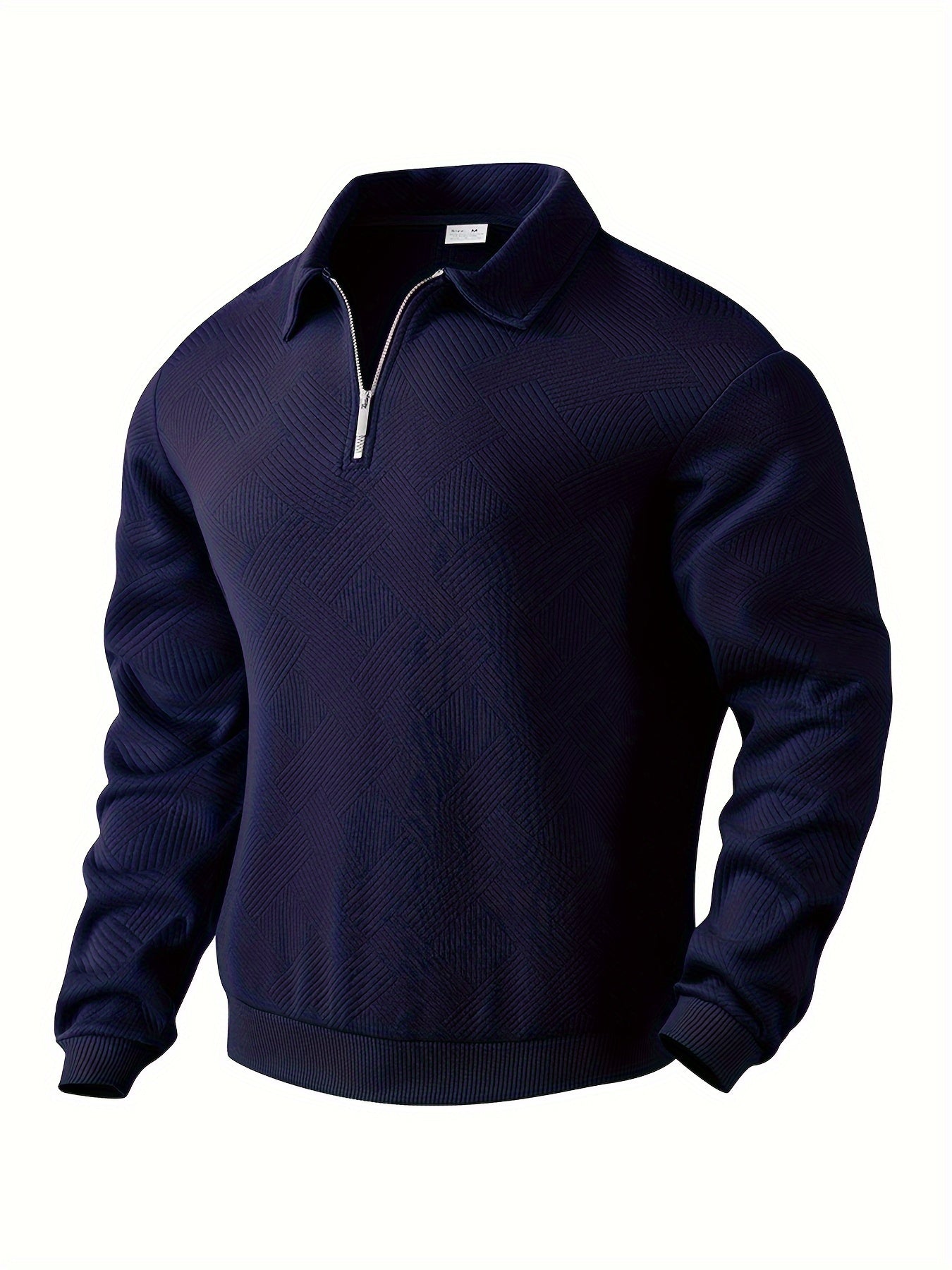 James™ - Vintage Geometrisch Ontwerp Sweater Met Rits - By Qivii