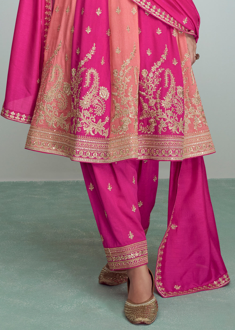 Shades Of Pink Embroidered Silk Salwar Suit : Top Pick - qivii