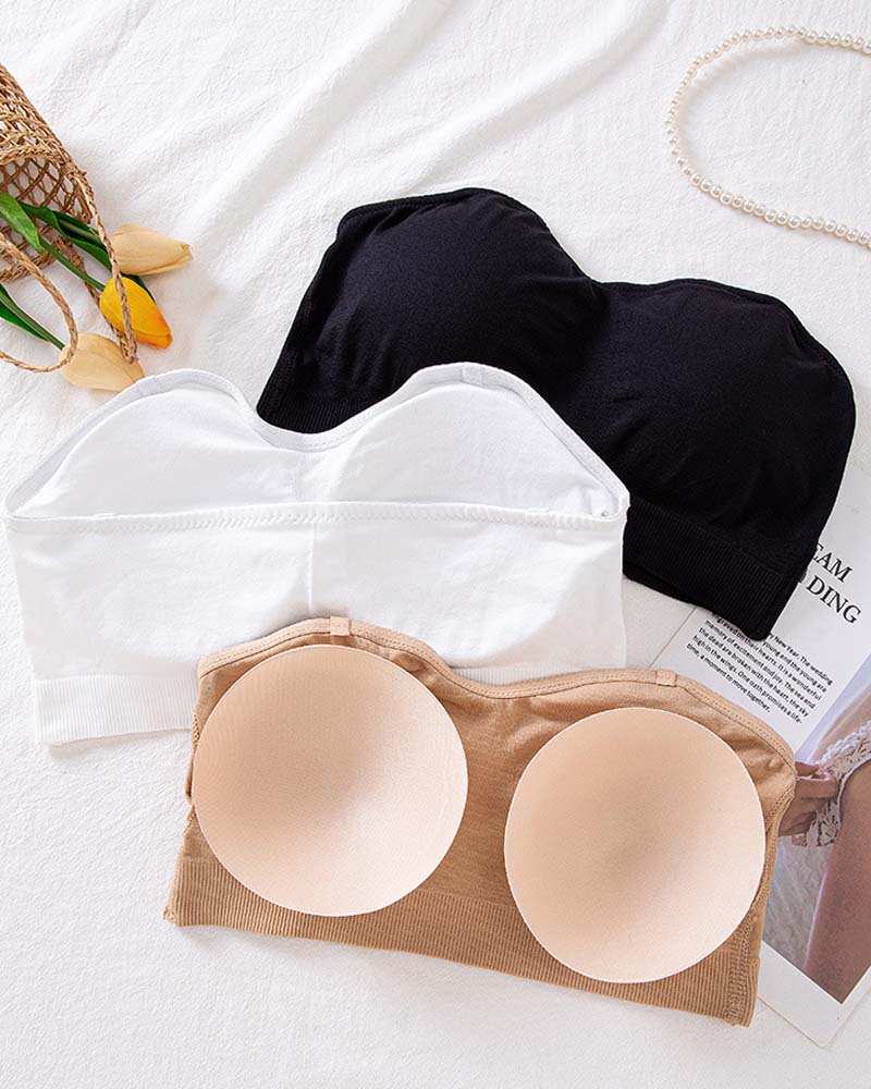Women Strapless Push up Bra without Steel Ring Seamless tube top - By Qivii