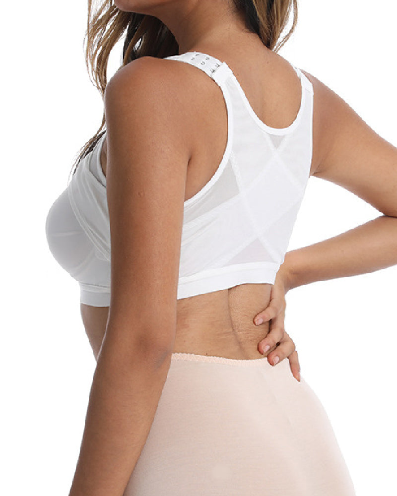 Front Closure Post Surgery Compression Shapewear Bra With Breast Support Belt - By Qivii