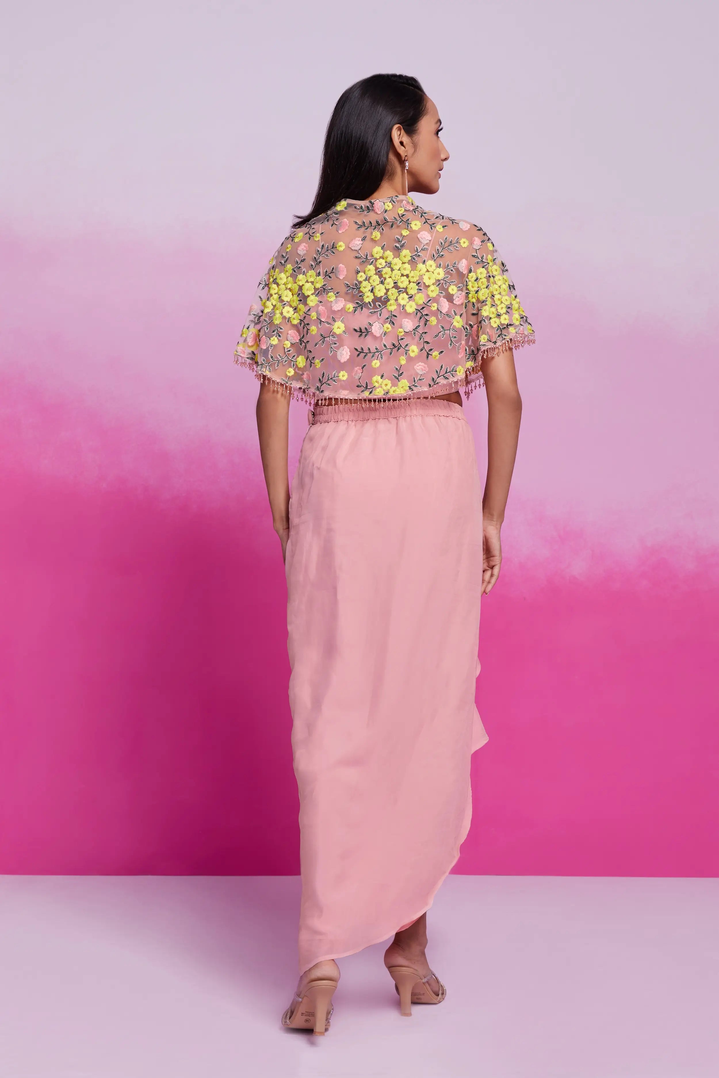 Peach Embroidery Co-ord Set - qivii