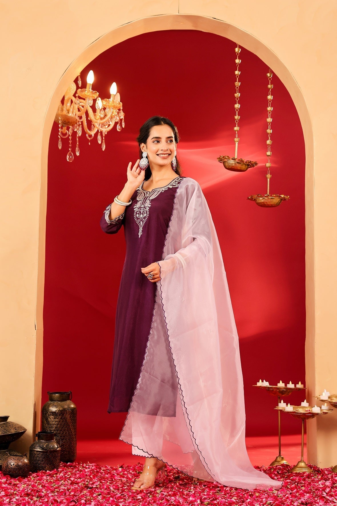 Ragavi Plum Purple Opada Kurta Set