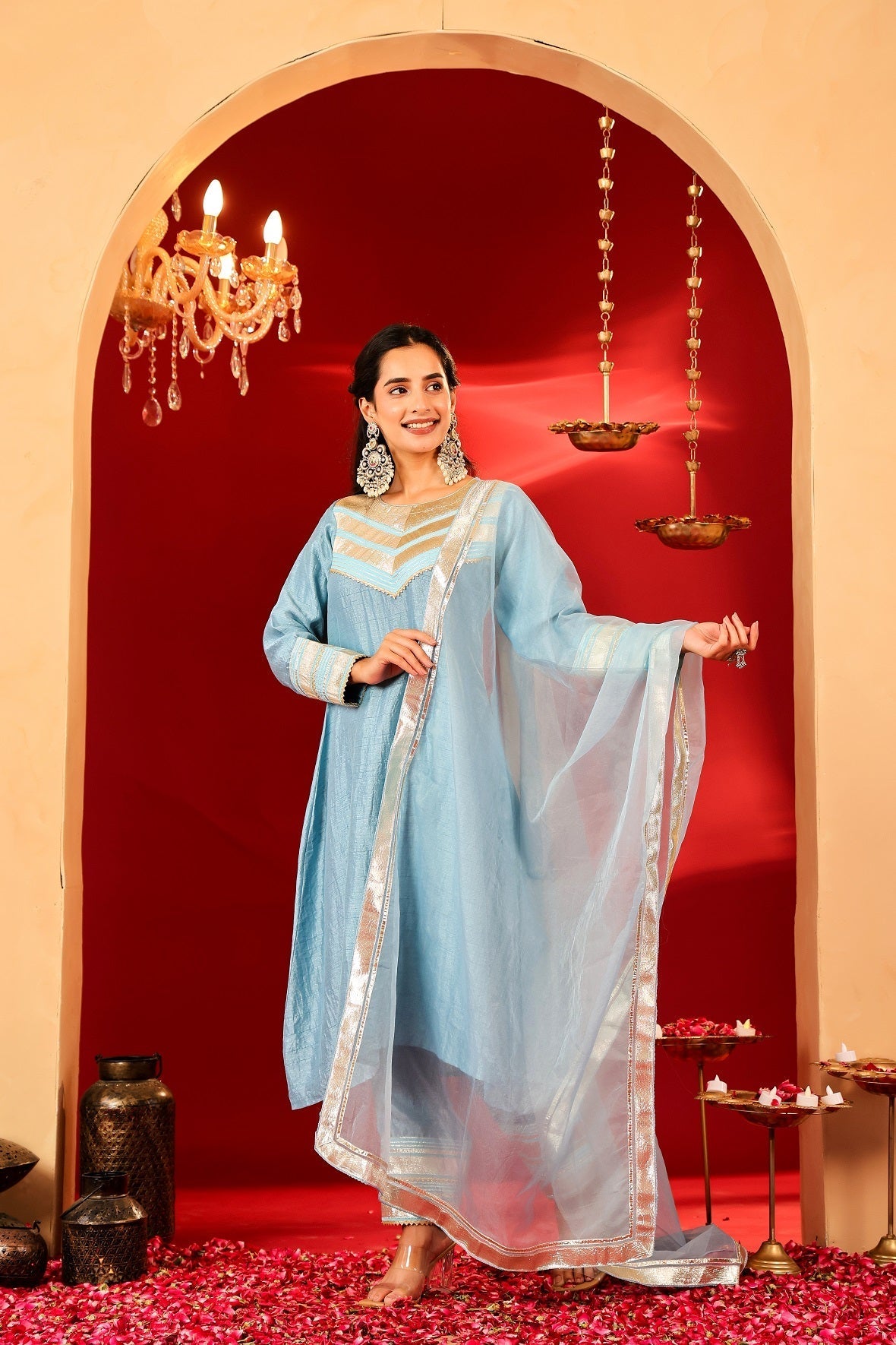 Ragavi Sky Whisper Silk Blend Kurta Set