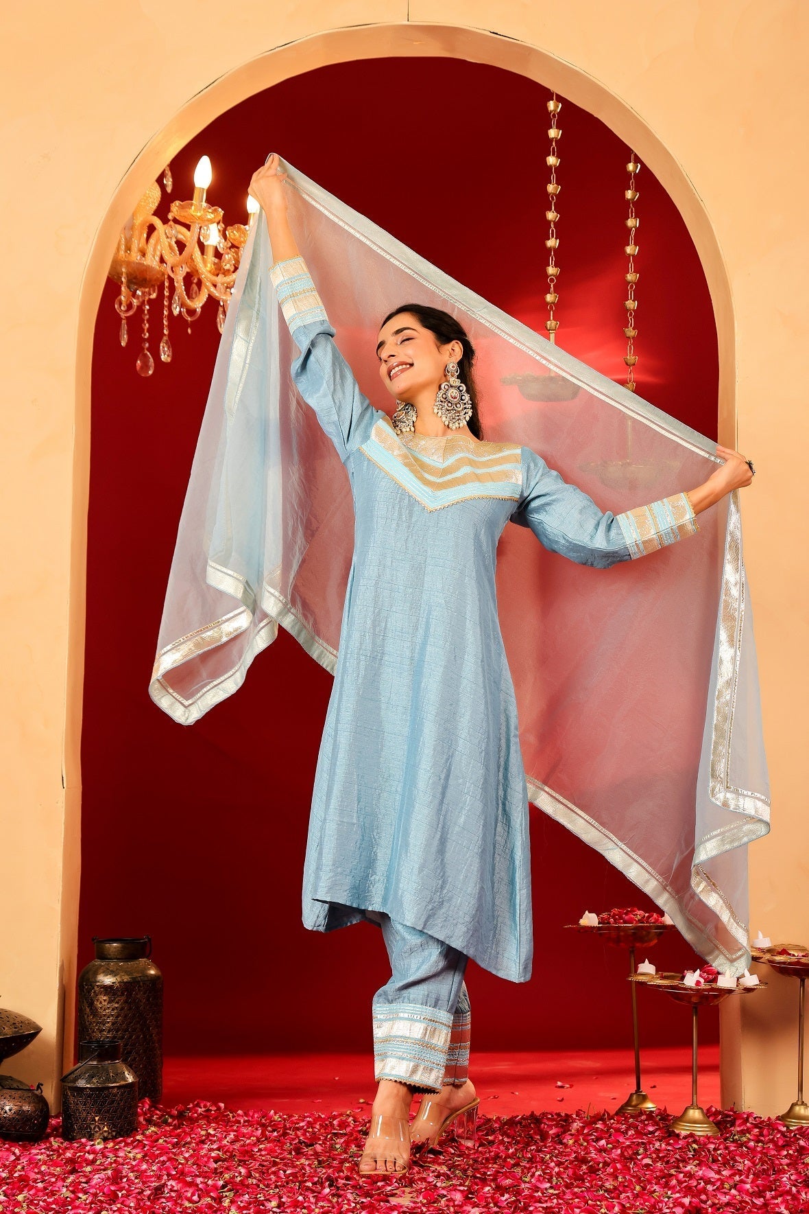 Ragavi Sky Whisper Silk Blend Kurta Set