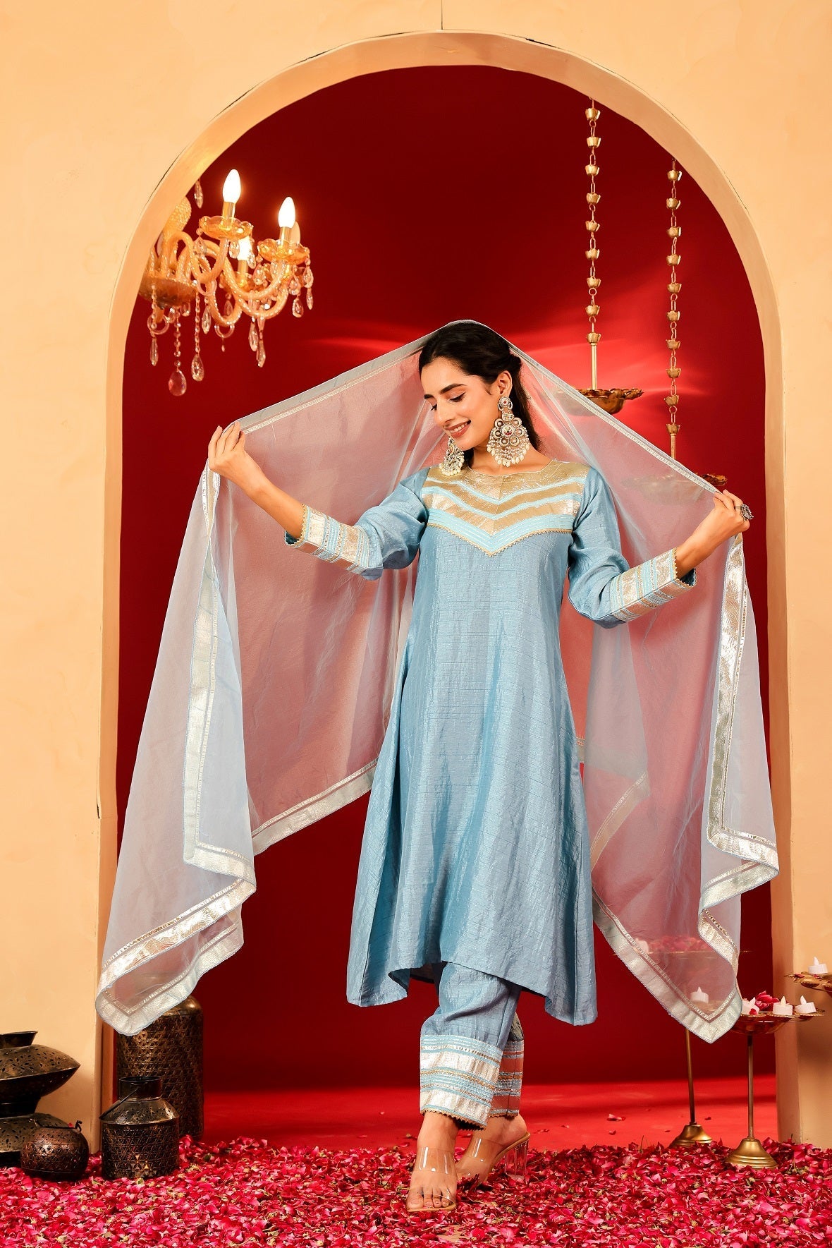 Ragavi Sky Whisper Silk Blend Kurta Set