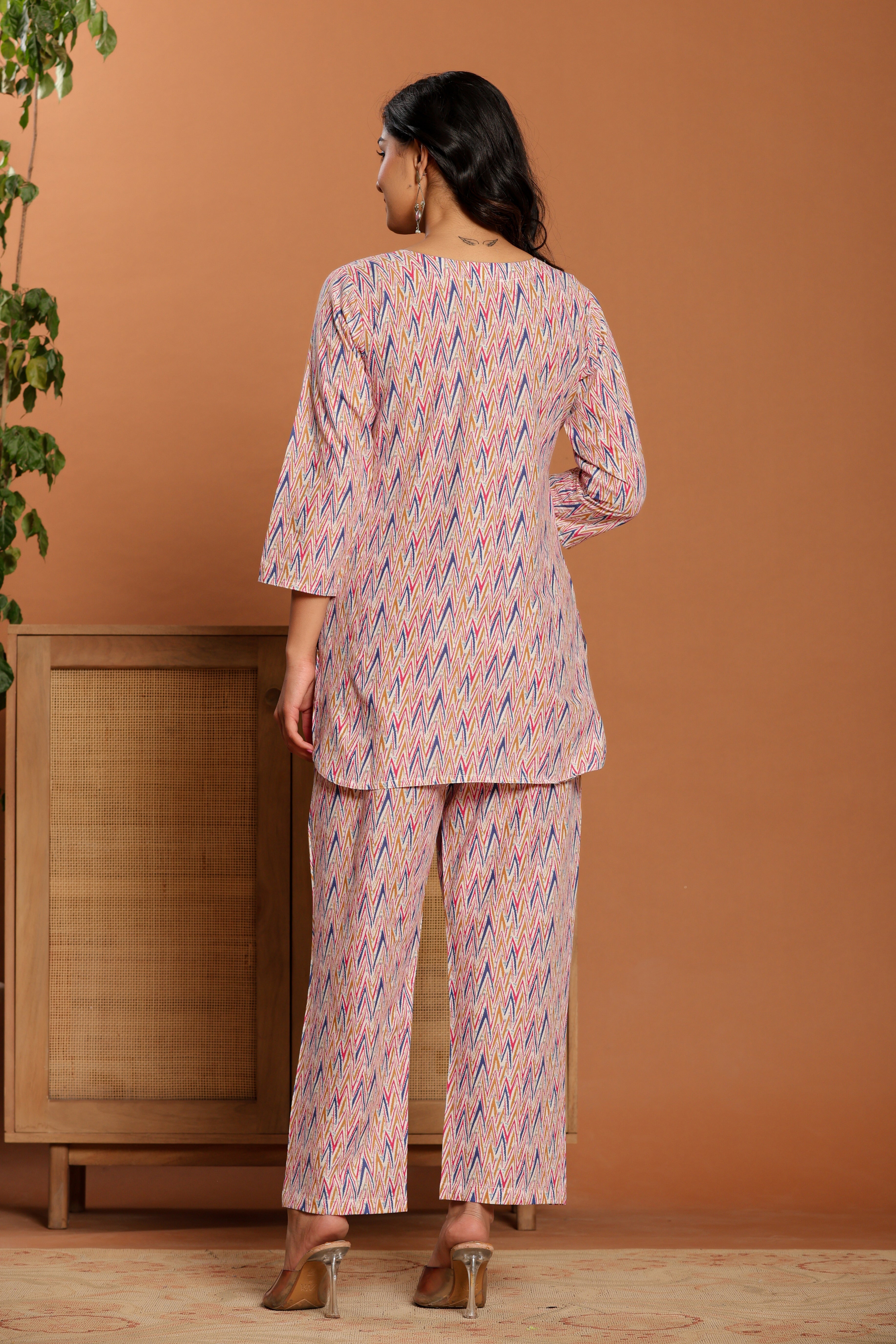 Pink Printed Cotton Coord Set - qivii