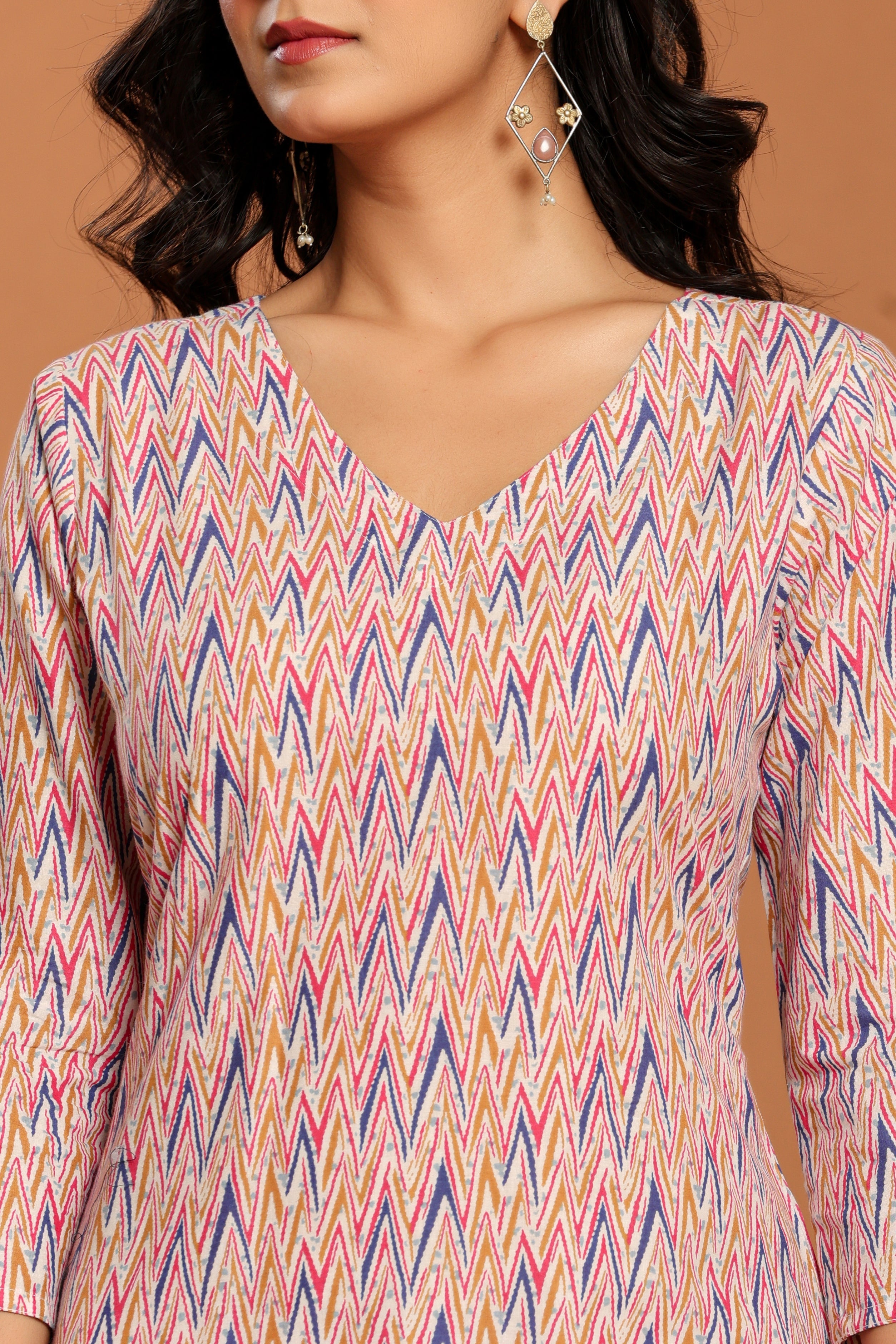 Pink Printed Cotton Coord Set - qivii