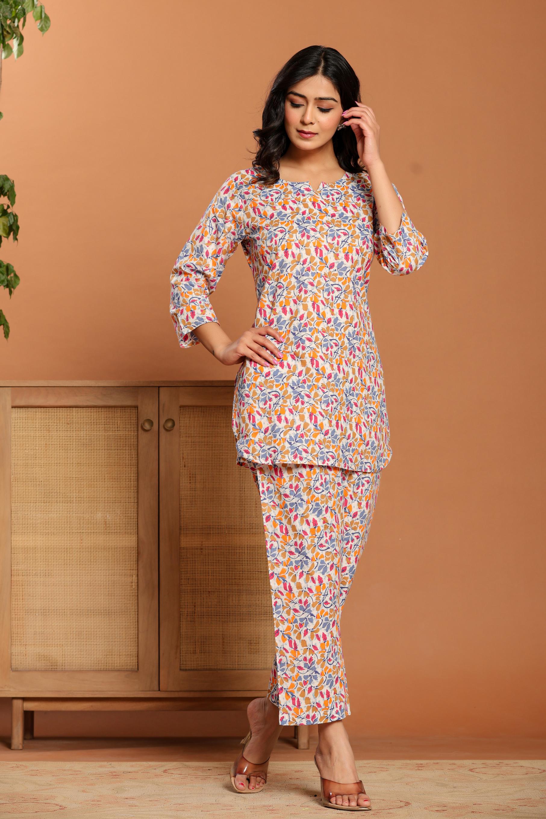 Multicolor Printed Cotton Co- Ord Set
