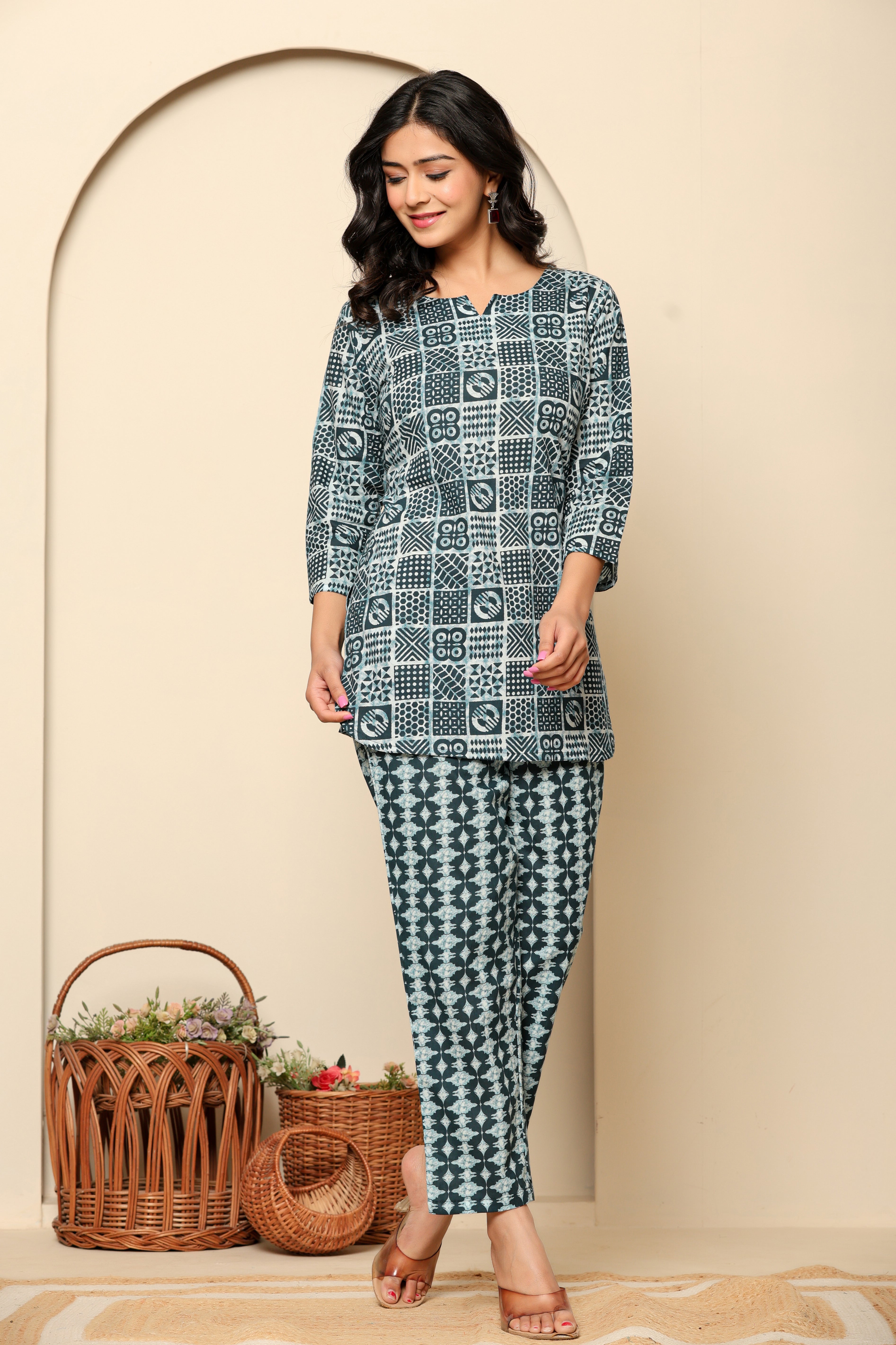 Blue Printed Cotton Co- Ord Set