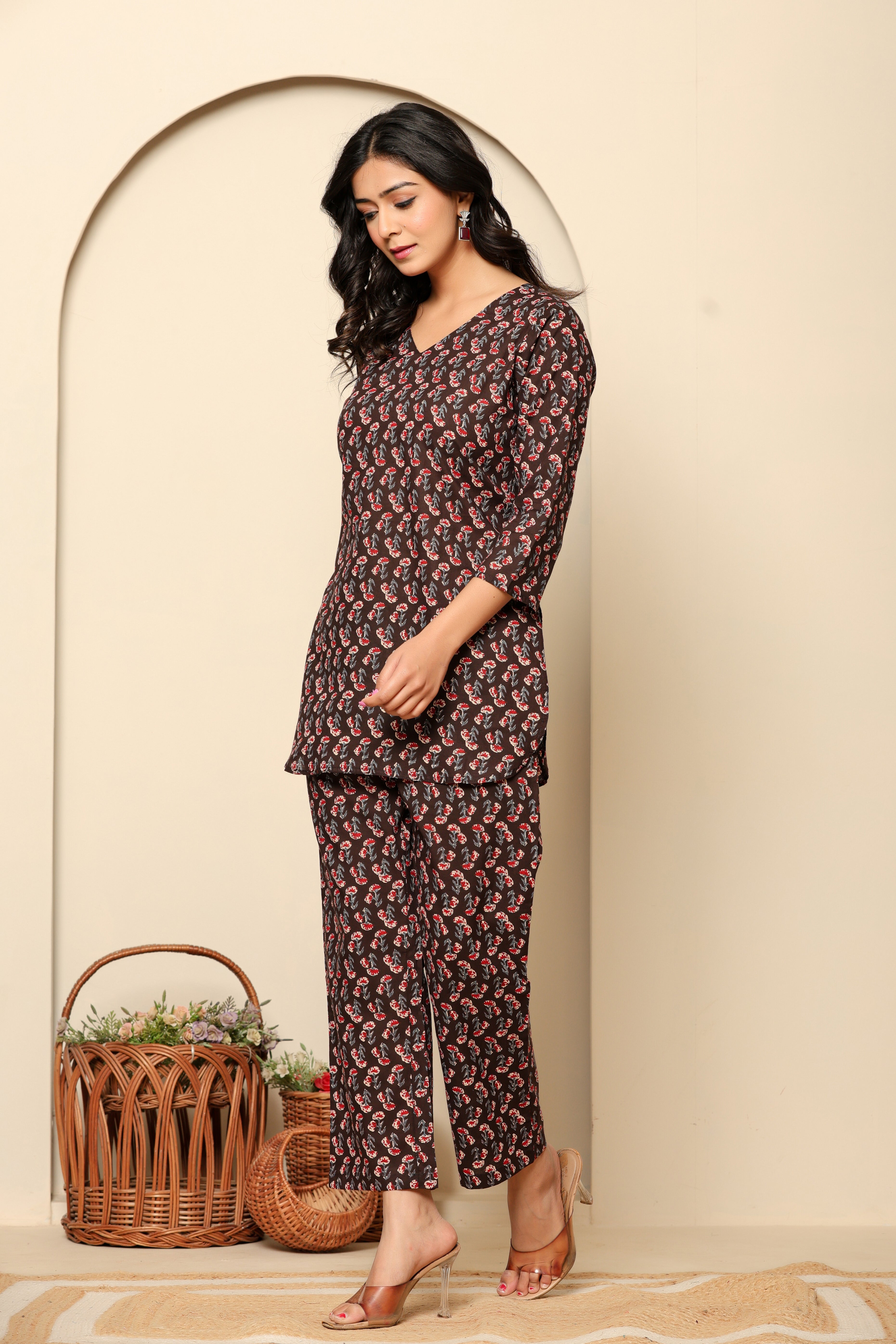 Black Printed Cotton Co- Ord Set