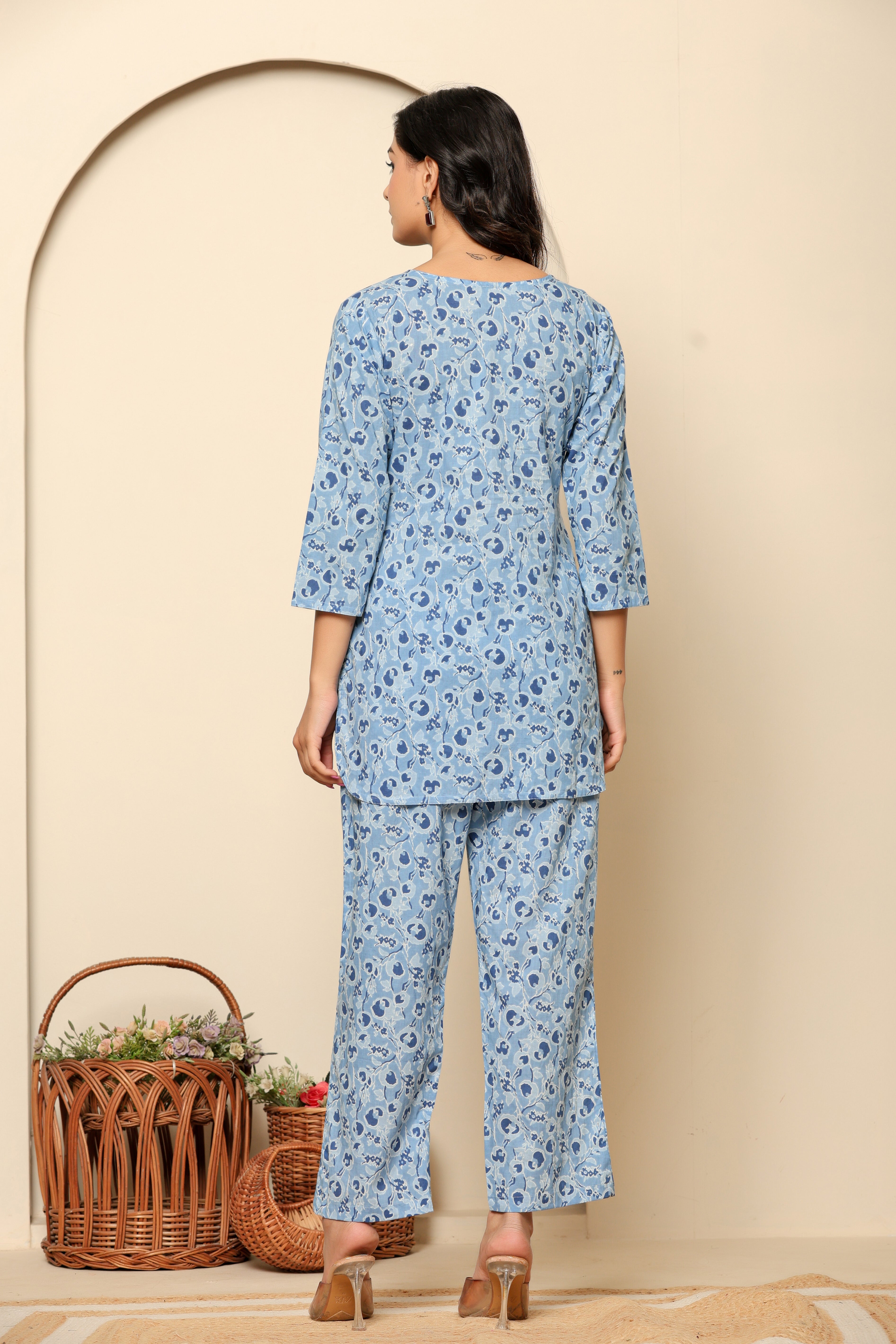 Blue Printed Cotton Co- Ord Set