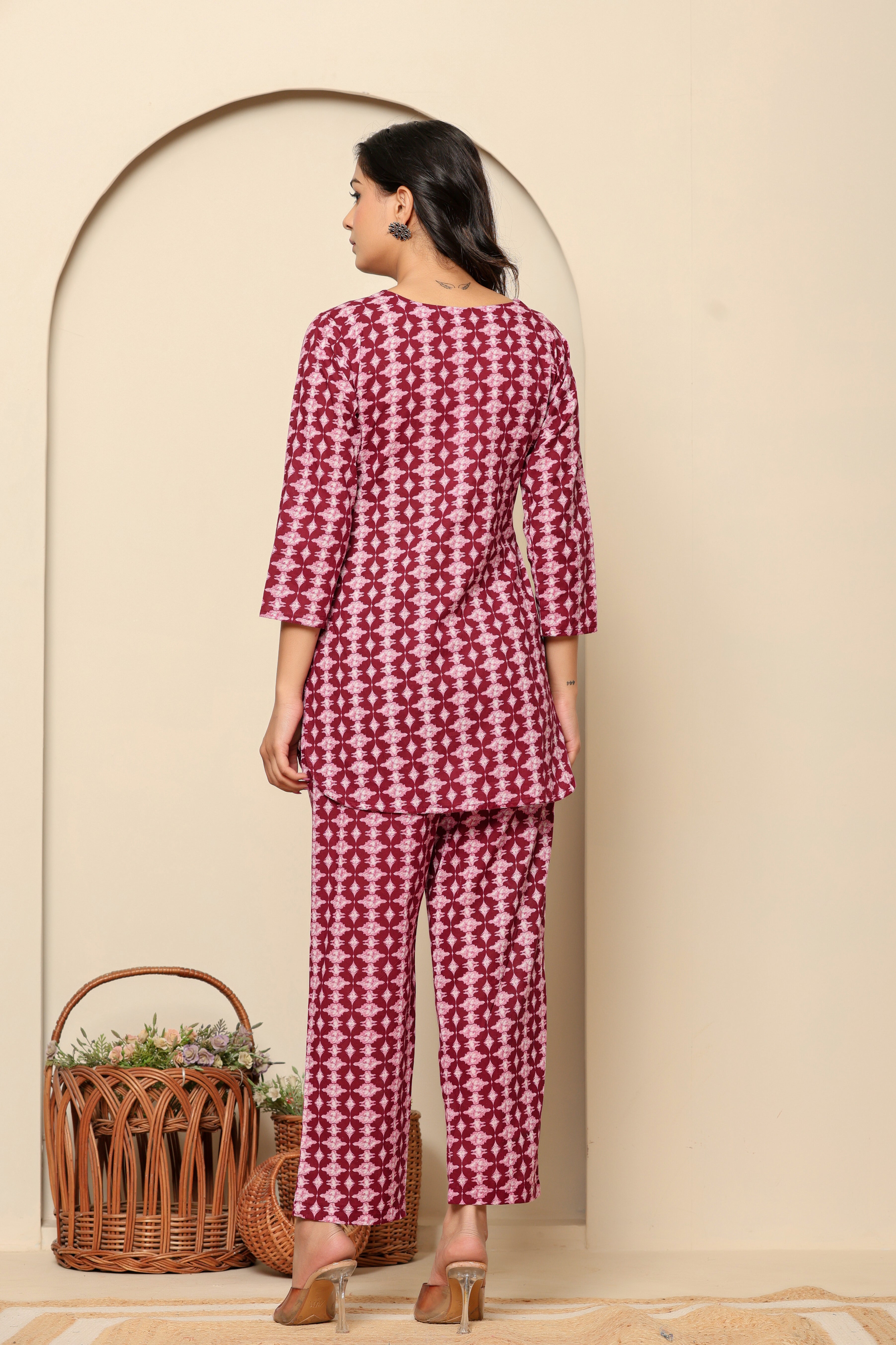 Pink Printed Cotton Co- Ord Set