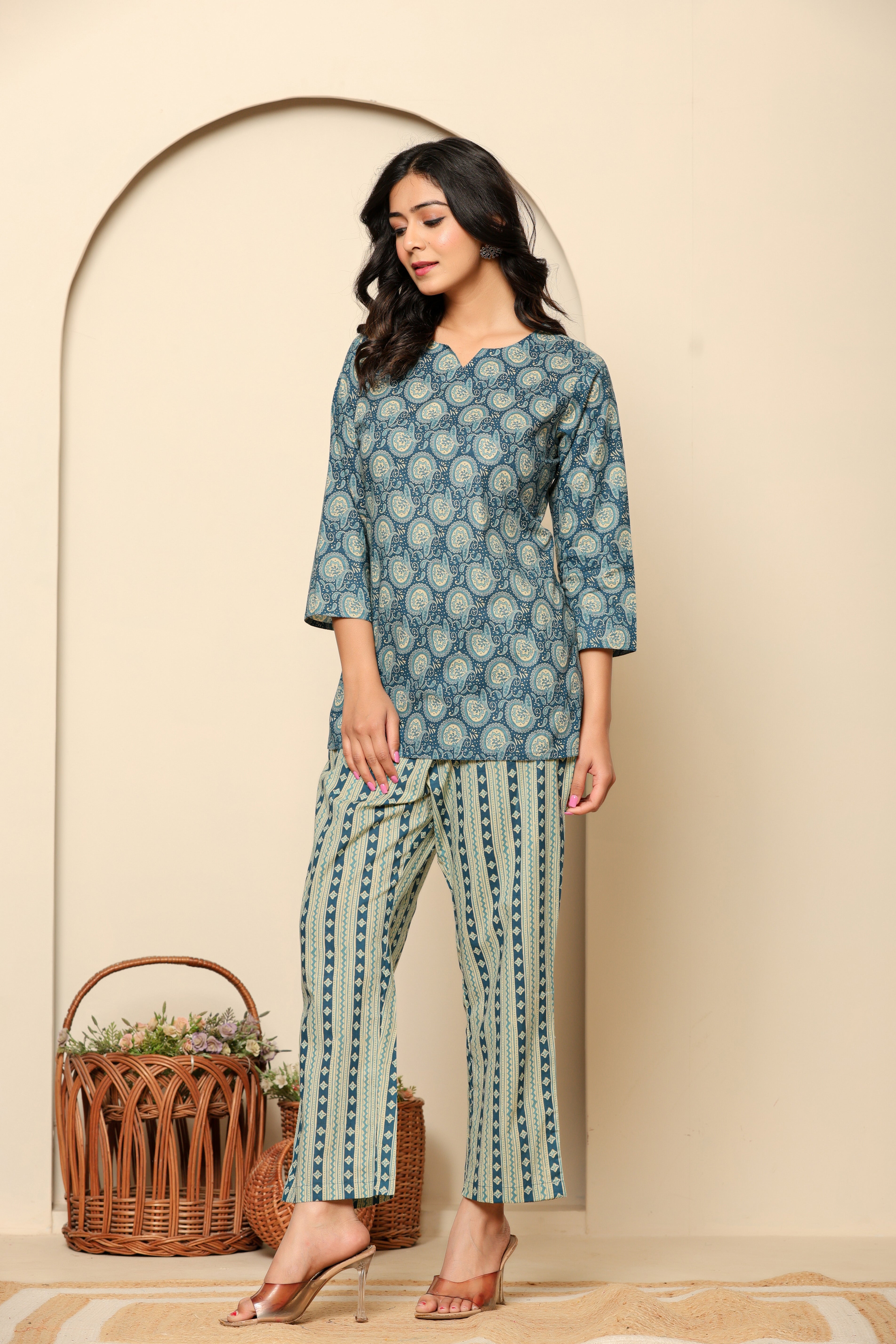 Blue Printed Cotton Co-Ord Set