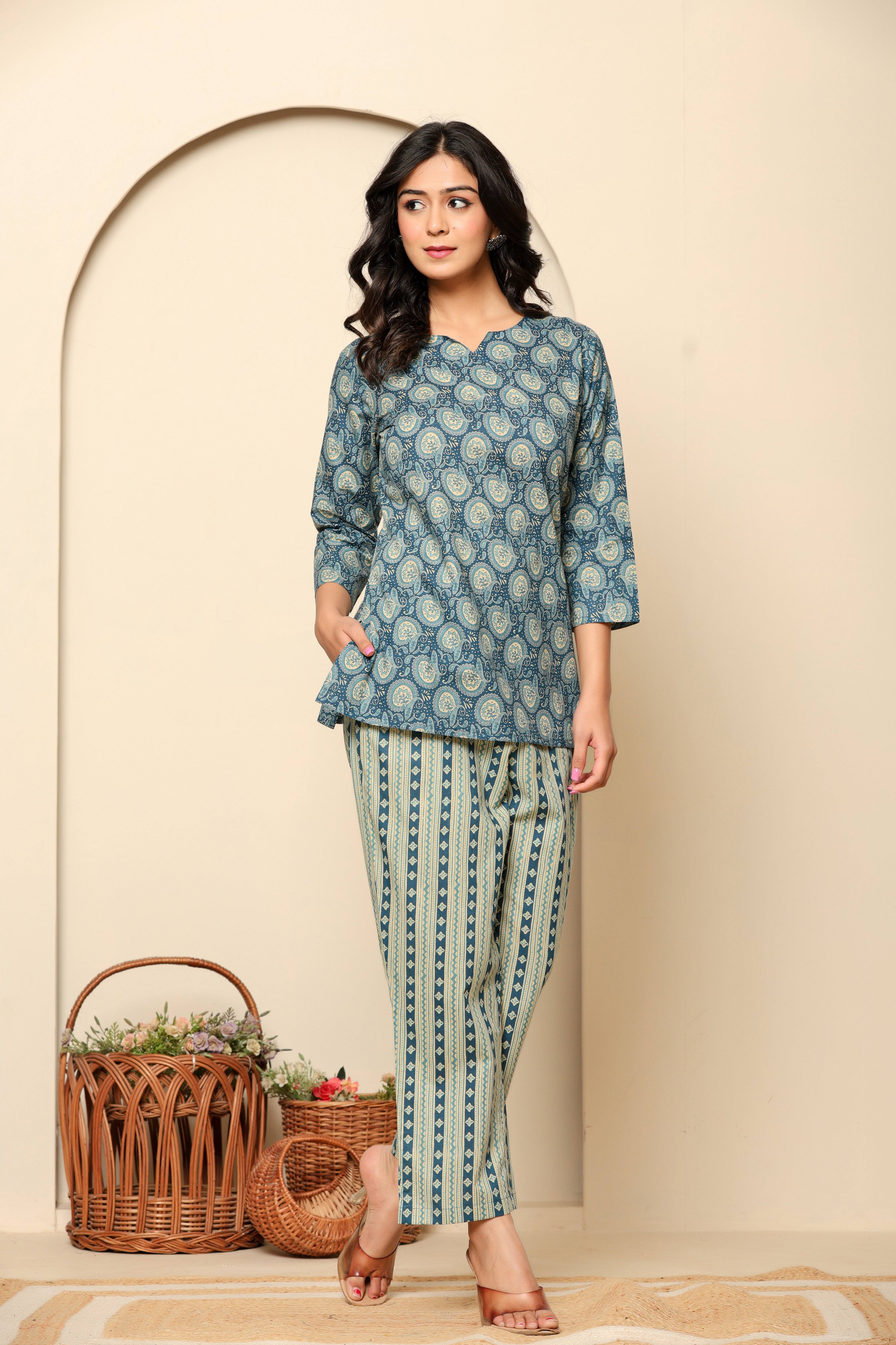 Blue Printed Cotton Co-Ord Set