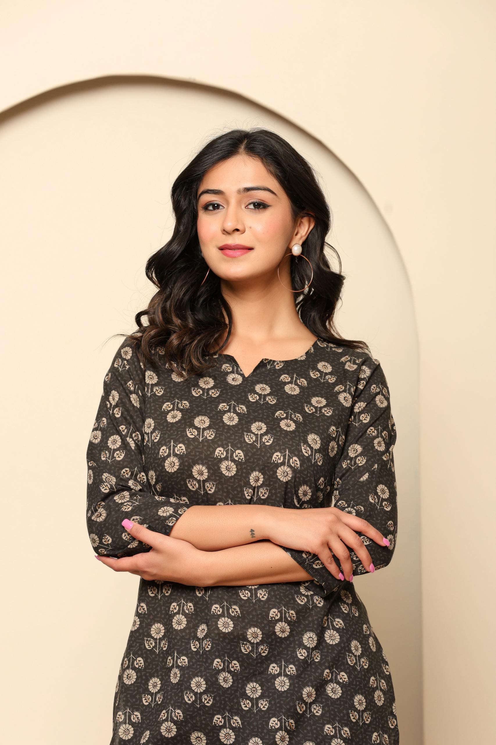 Black Printed Cotton Co- Ord Set